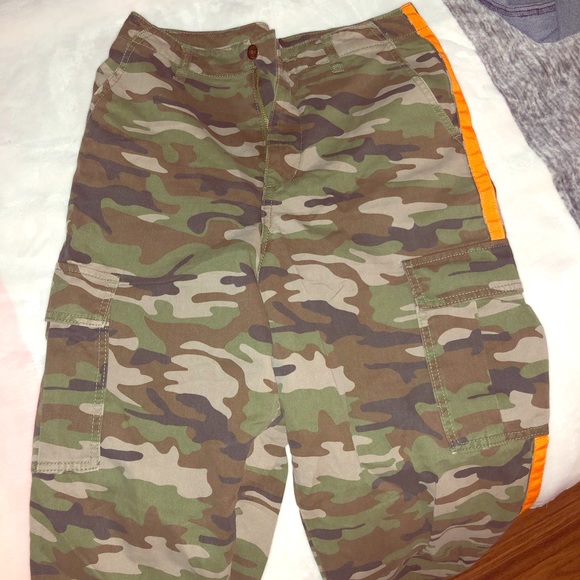 camo pants orange stripe